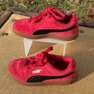 Puma Palermo Kids Red Suede Sneakers with Black Stripe Size 12C